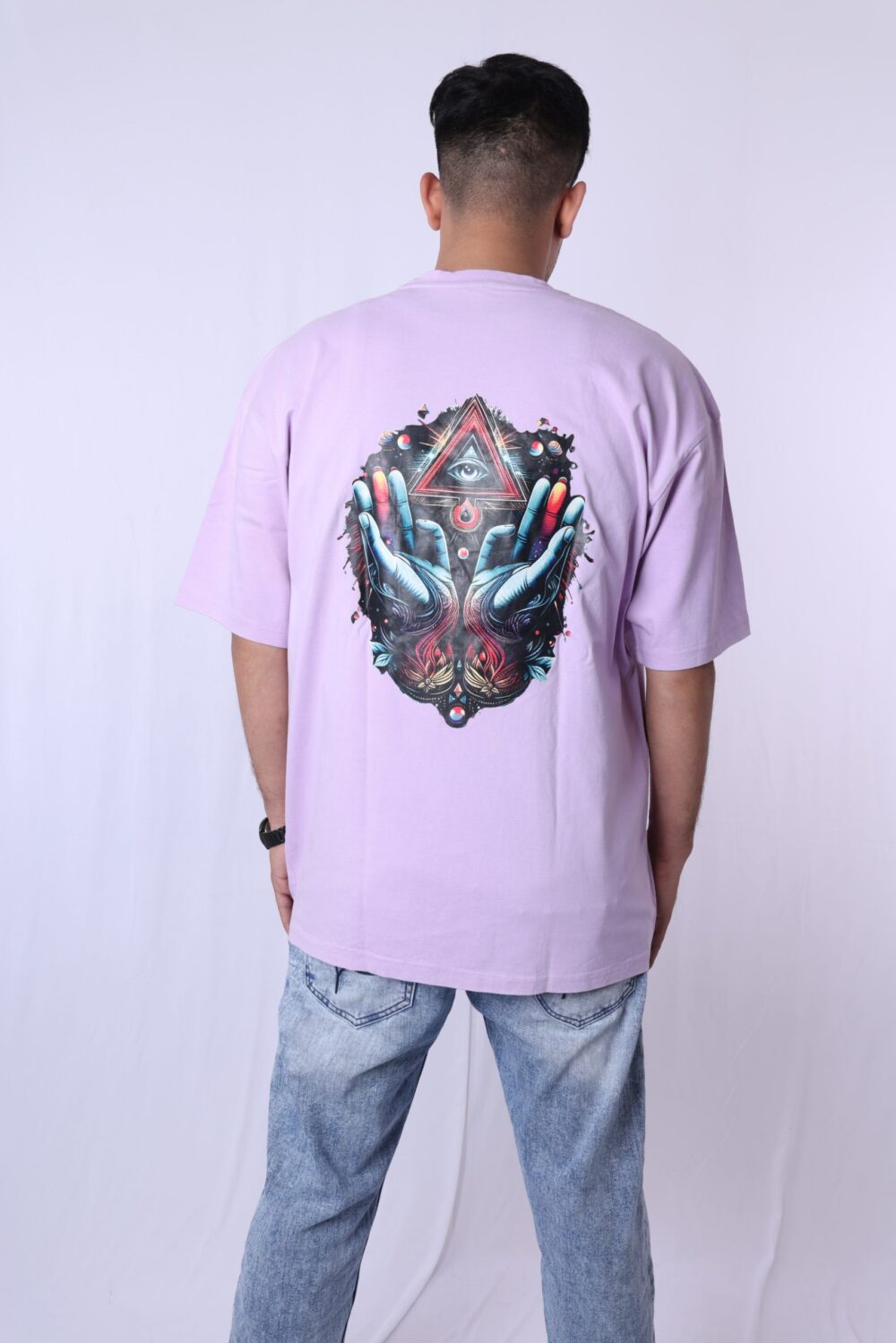 Light Purple T-Shirt with All-Seeing Eye and Hands Print | Boyfriend Collection | - Image 5