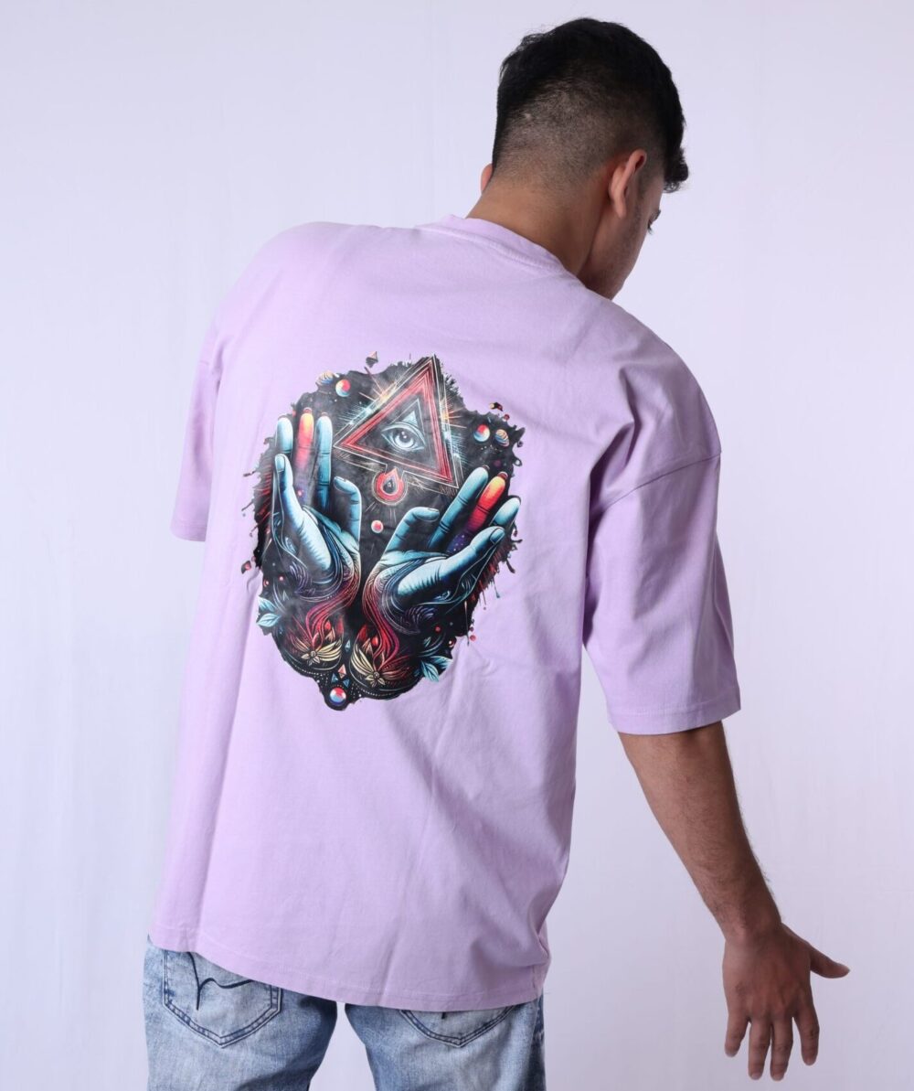 Light Purple T-Shirt with All-Seeing Eye and Hands Print | Boyfriend Collection |