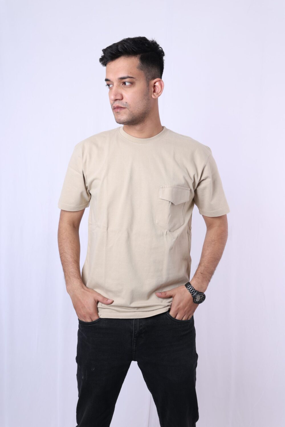 Swagster Club 'I Can Challenge Accepted' Cotton T-Shirt - Beige | Boyfriend Edition | - Image 4