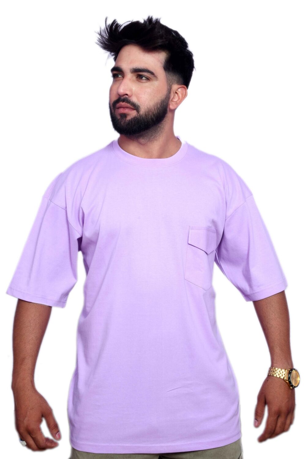 Light Purple T-Shirt with All-Seeing Eye and Hands Print - Image 2